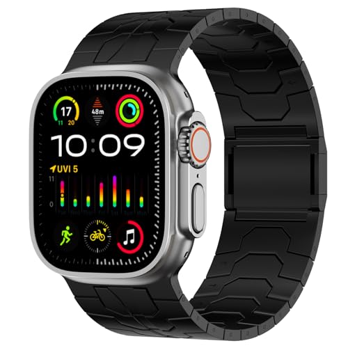 ACESTAR Full Titanium Band Compatible with Apple Watch Ultra 3/2/1 49mm/ Series 10 46mm, 26mm Wide Adjustable Links with Titanium Magnetic Clasp Connectors and DLC Coating - Image 5