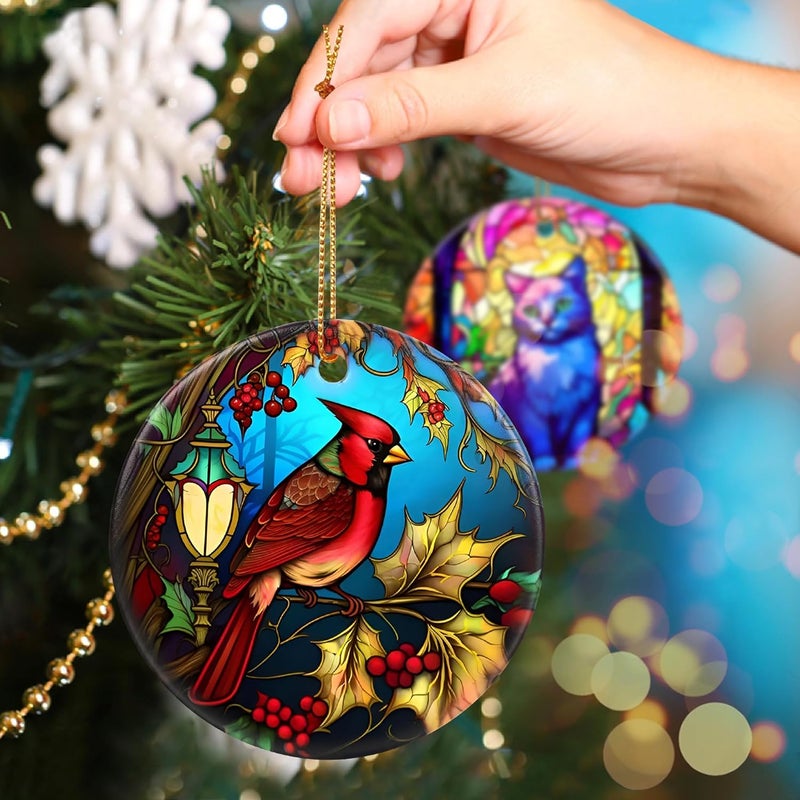 Touber Cardinal Ornament, Christmas Ornament, Christmas Decoration, Holiday Present Idea, Heirloom Keepsake, Round Ceramic, Gift Exchange, Bauble Present, Gift Idea, Cardinal - Image 5