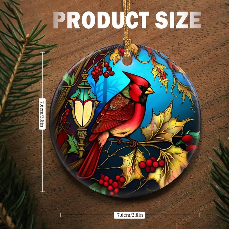 Touber Cardinal Ornament, Christmas Ornament, Christmas Decoration, Holiday Present Idea, Heirloom Keepsake, Round Ceramic, Gift Exchange, Bauble Present, Gift Idea, Cardinal - Image 2