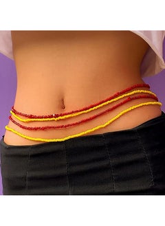 Waist Chain Red  and Yellow Beaded Belly Chain