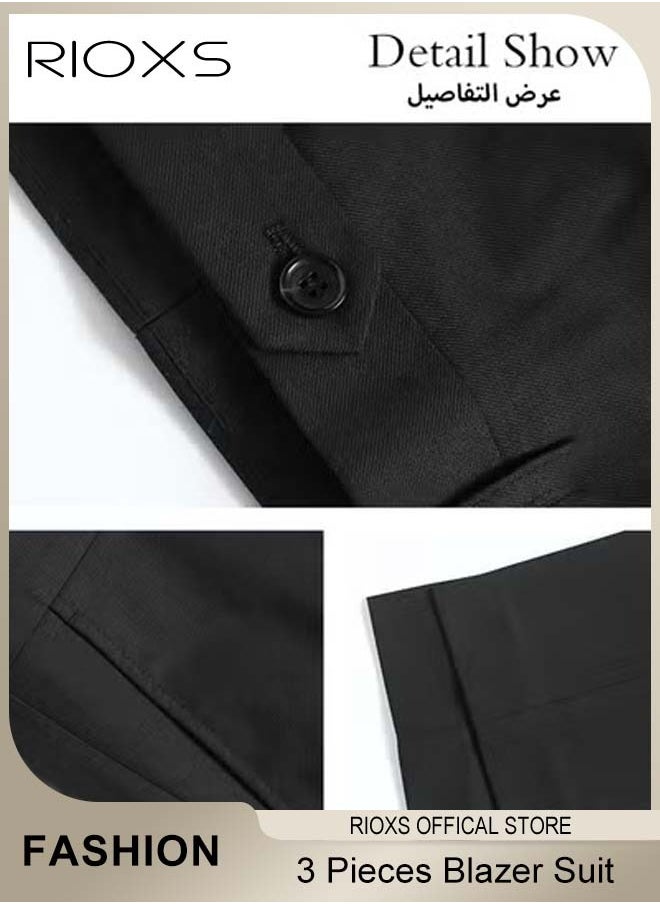 RIOXS Men's 3 Pieces Formal Blazer Suit with 1 Blazer, 1 Waistcoat and 1 Trousers, One Button Classic Blazer Jackets, Made of Smooth Soft Non-deformable Materials, Perfect for Everyday, Business, Office, Dating, Parties and Wedding  - Image 5