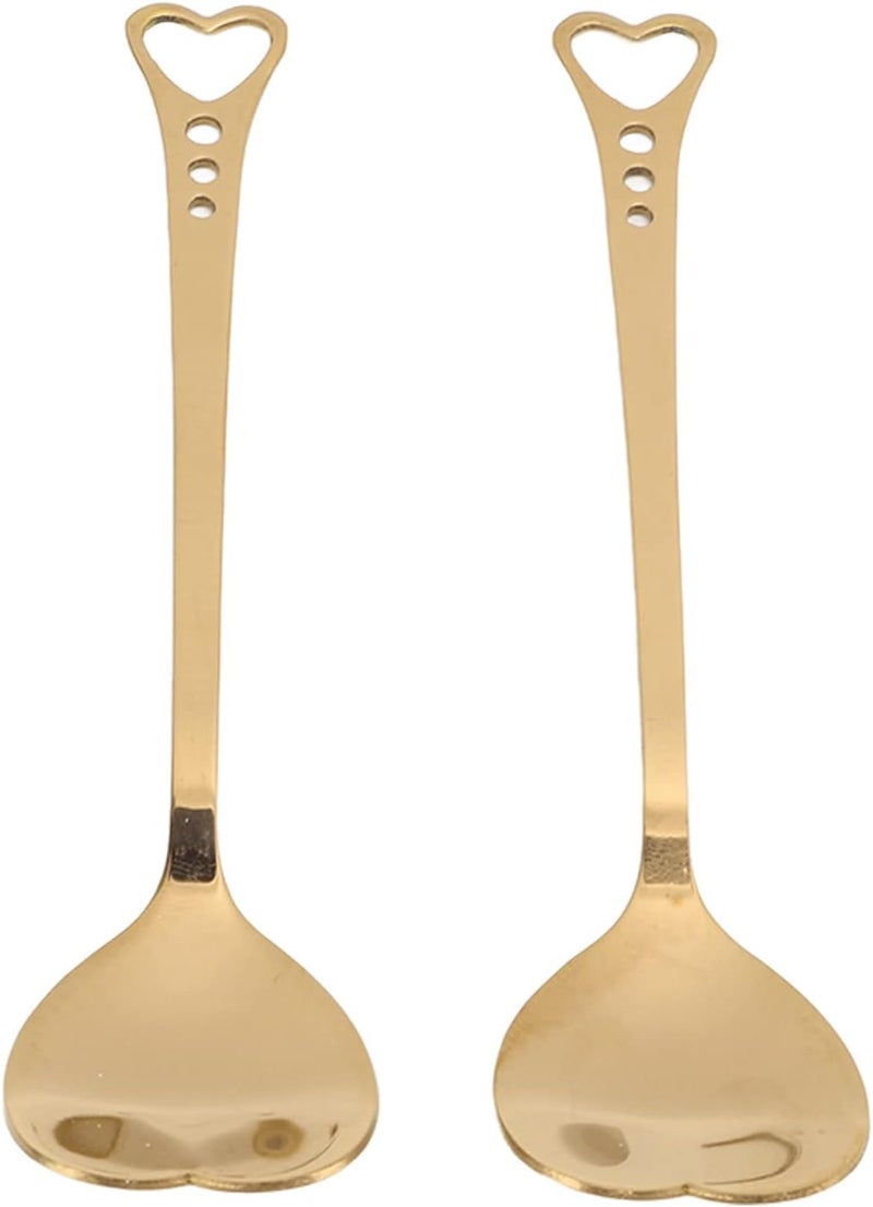 Gold Heart Shaped Dessert Spoons Mirror Polished Stainless Steel For Ice Cream Cake Fruit - Image 1