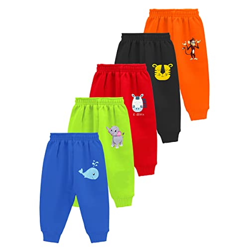 Kuchipoo Unisex Regular Fit Baby Boys And Baby Girls Cotton Blend Pajama Set - Pack Of 5 (Multicolor, 9-12 Months, Paj-132), 0 Months-3 Months - Image 1