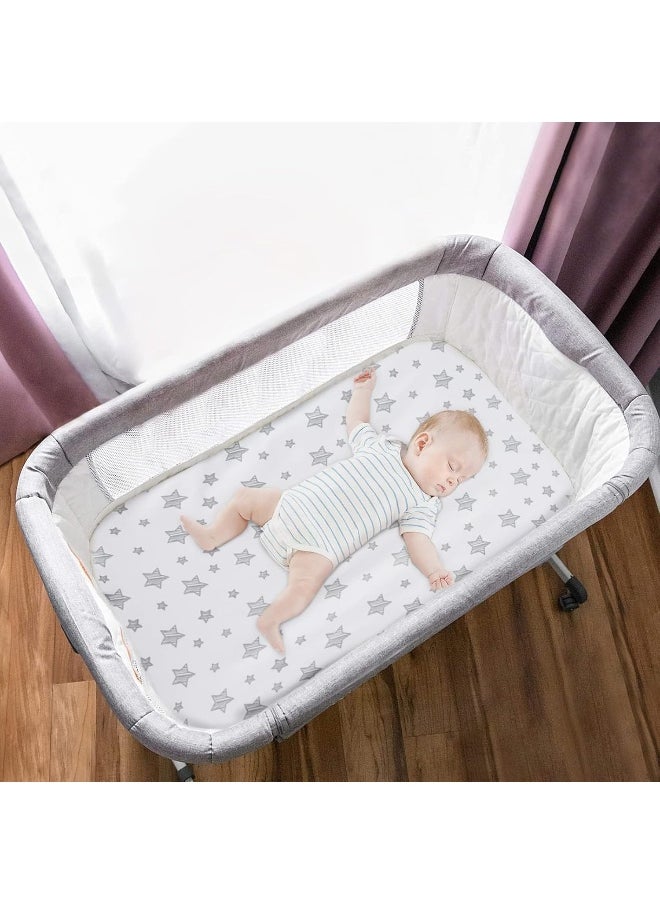 Moonsea Moonsea Waterproof Bassinet Sheets 2 Pack, Compatible with RONBEI & Koola Baby & Baby Joy Bassinet, 33" X 20" Fits Most bassinets and Cradles  - Image 5