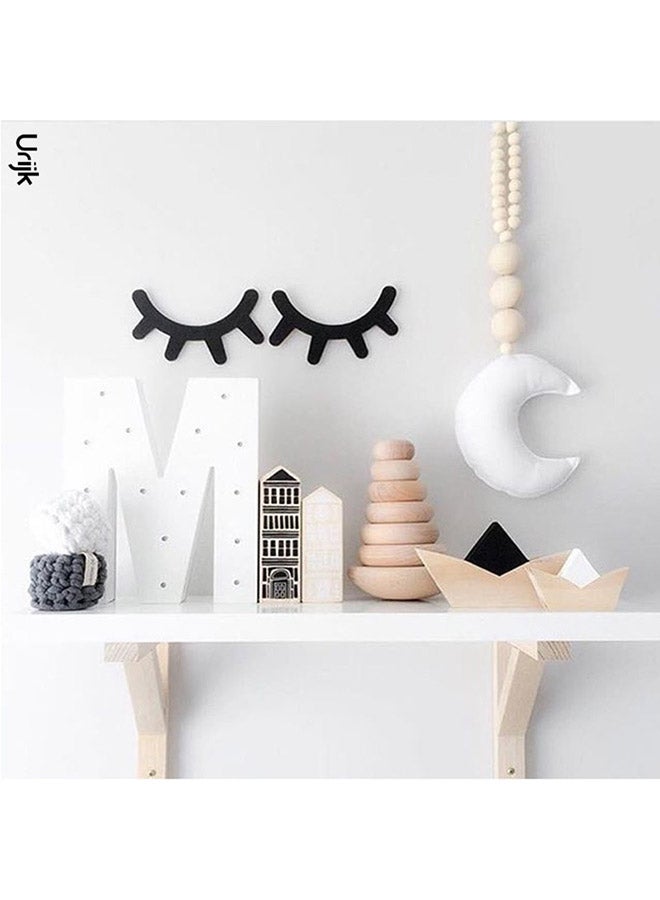 NIBEMINENT Nordic Wood Eyelashes Cartoon 3D Wall Sticker Multicolour 15 x 15cm - Image 1