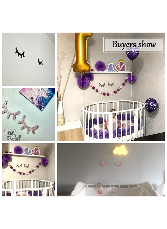 NIBEMINENT Nordic Wood Eyelashes Cartoon 3D Wall Sticker Multicolour 15 x 15cm - Image 5