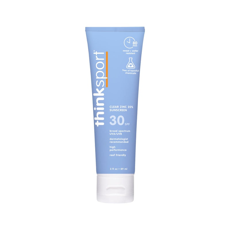 Thinksport Mineral Sunscreen SPF 30 Clear Zinc Oxide Sunscreen 3 Fl Oz Water Resistant Reef Safe Broad Spectrum UVAUVB Sun Screen