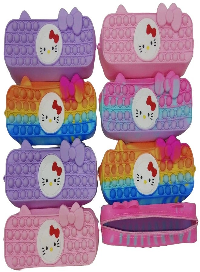 Returngifts - Combo of 8 Cute Pop-It Pencil Pouches for Girls | Birthday Return Gifts | Stationery Gifts for Christmas for Age 3-5,6 to10 | Gifts for kanjak Kanya | Mixed Designs - Image 1