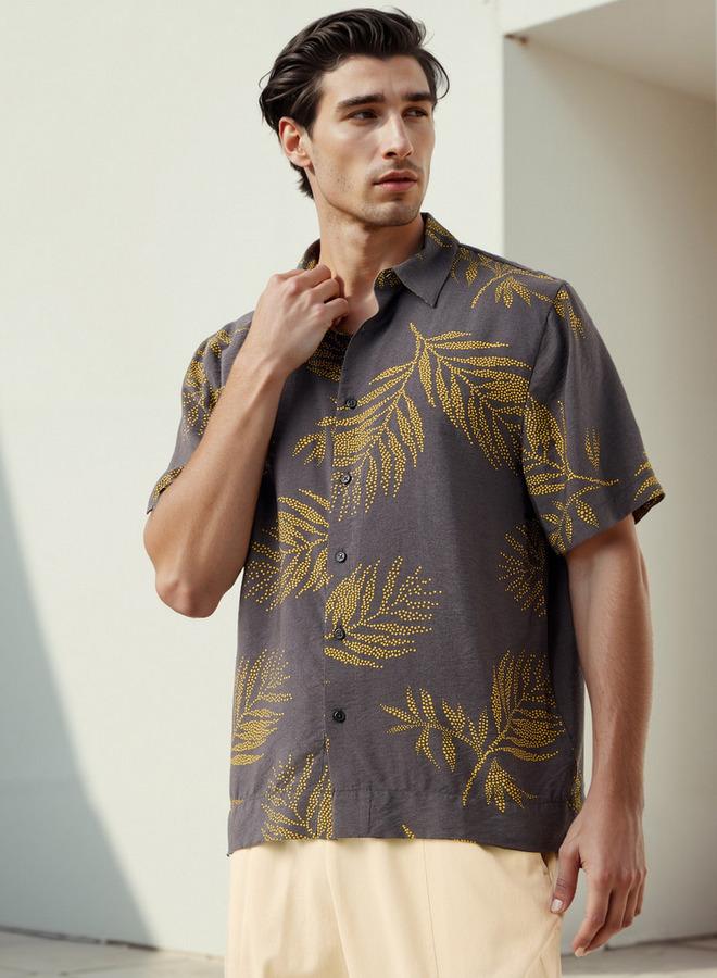 ايكونيك قميص بطبعة أوراق أيقونية شاملة - Image 1