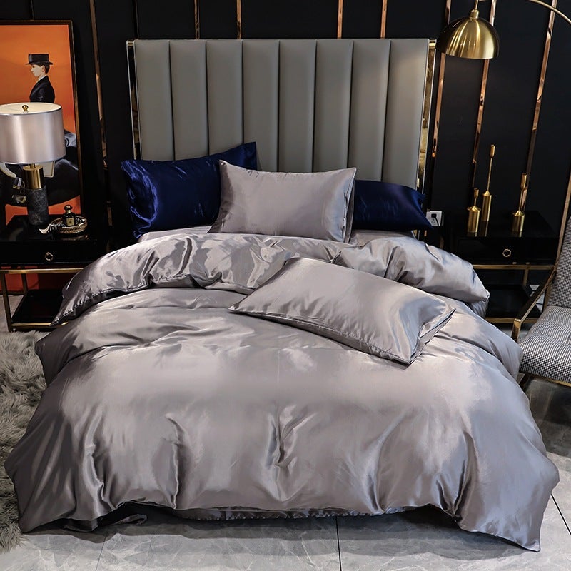Summer European Bright Silk Forged Bedding 90G Satin Silk Quilt Cover Kit Manufacturers - Image 1