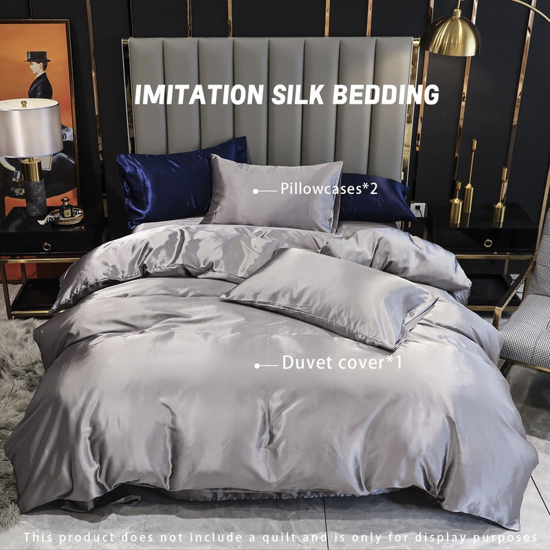 Summer European Bright Silk Forged Bedding 90G Satin Silk Quilt Cover Kit Manufacturers - Image 3