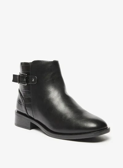 Celeste Women's Solid Ankle Boots with Buckle and Zip Closure