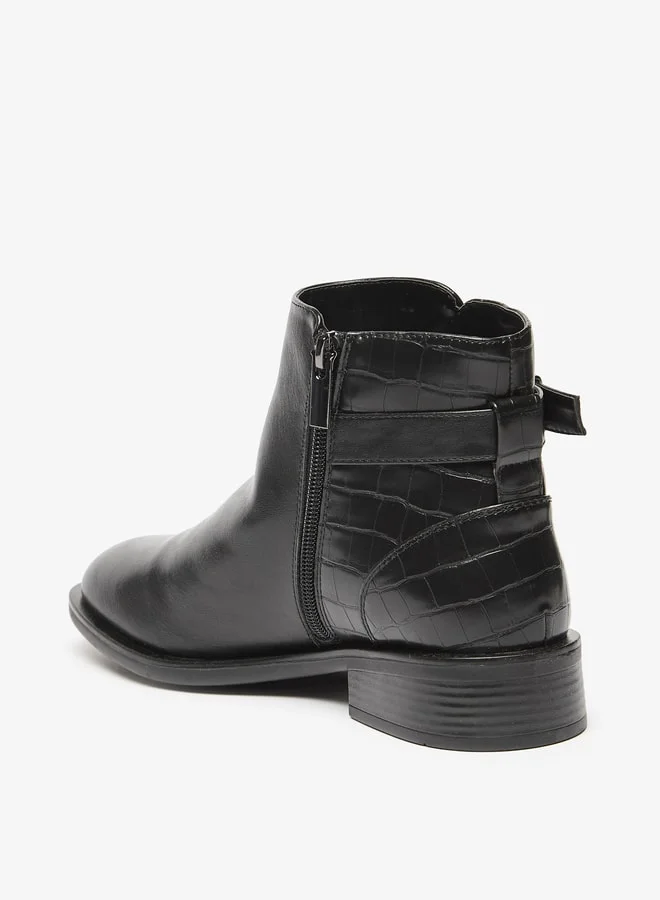 سيليست Women's Solid Ankle Boots with Buckle and Zip Closure