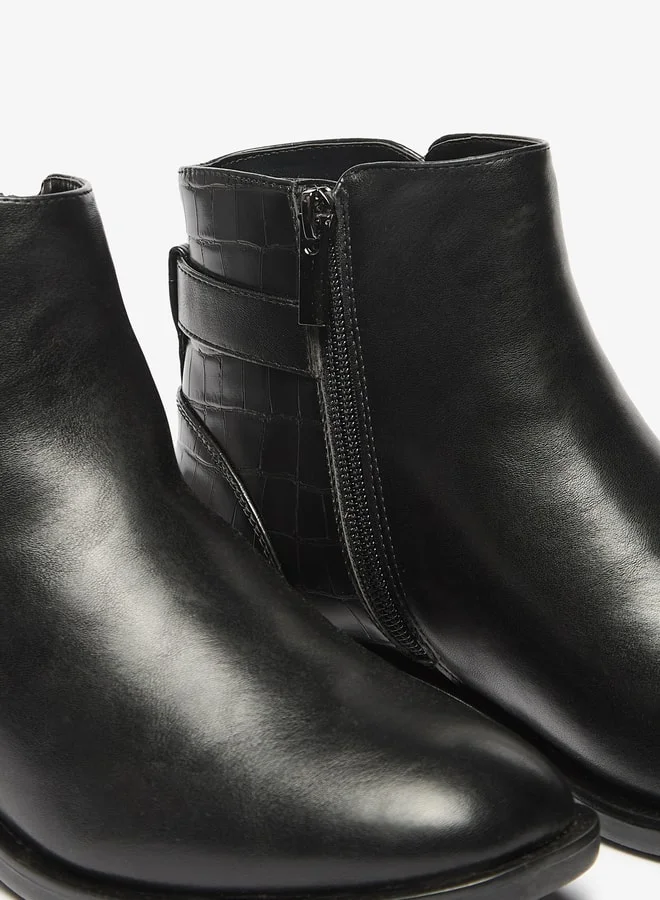 سيليست Women's Solid Ankle Boots with Buckle and Zip Closure