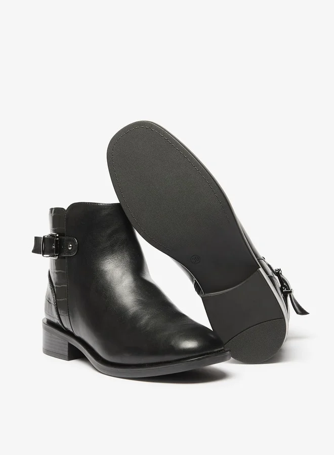 سيليست Women's Solid Ankle Boots with Buckle and Zip Closure