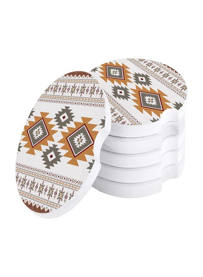 Litter Star Car Coasters Absorbent Ceramic Stone for Drink Set of 4 Boho Stripes Retro Wood Grain Car Accessories Cup Holder Insert Coasters for Auto Vehicles Car Aztec Southwest Tribe Geometric Abstract Art - Image 2
