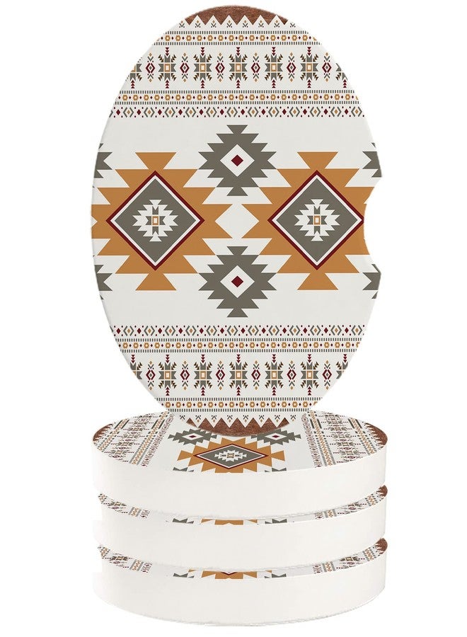 Litter Star Car Coasters Absorbent Ceramic Stone for Drink Set of 4 Boho Stripes Retro Wood Grain Car Accessories Cup Holder Insert Coasters for Auto Vehicles Car Aztec Southwest Tribe Geometric Abstract Art - Image 1