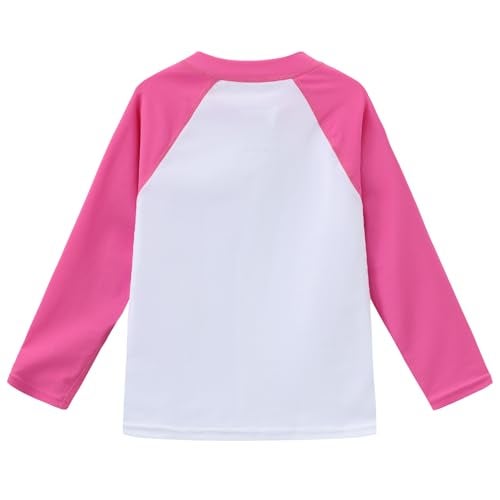 Ubestyle Baby Toddler UPF 50+ Rash Guard — Long Sleeve Full Zip Swim Shirt, Quick Dry Sun Protection White Pink - Image 2