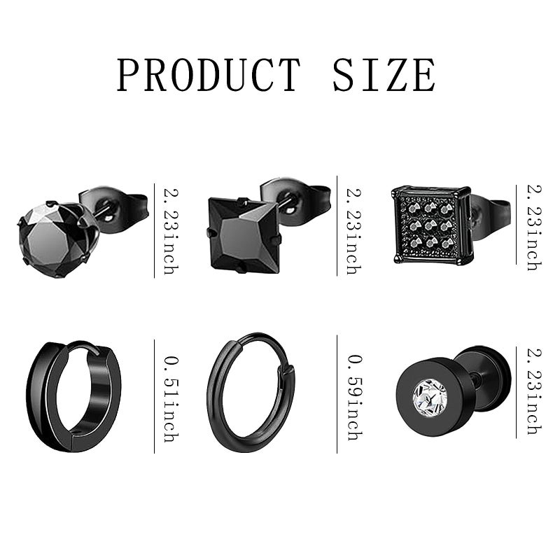 NEWITIN 24 Pairs Stainless Steel Earrings for Men Hypoallergenic Inlaid Cubic Zirconia Studs Hoop Earring Cross Dangle Earrings Unisex Punk Stud Earring for Women Men - Image 2
