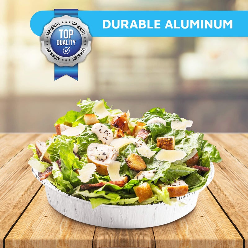 MontoPack 9â€ Round Aluminum Foil Pans with Clear Lids | Disposable Containers with Straight Walls for Storing, Baking, Meal Prep & Reheating | Freezer & Oven Safe, Recyclable | 40 Pack of Tins - Image 3