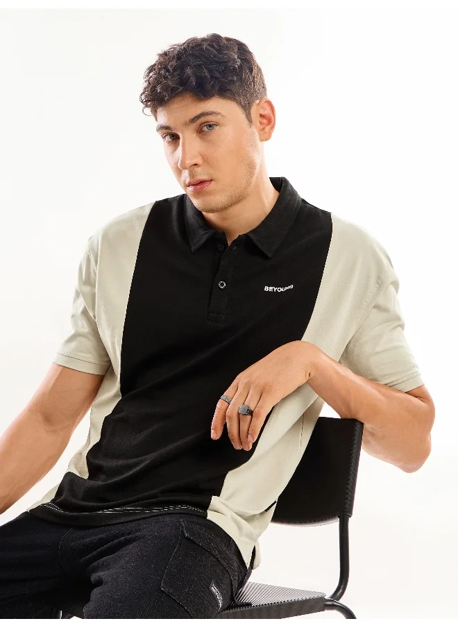 بيونغ Cream Cut And Sew Polo T-shirt For Men