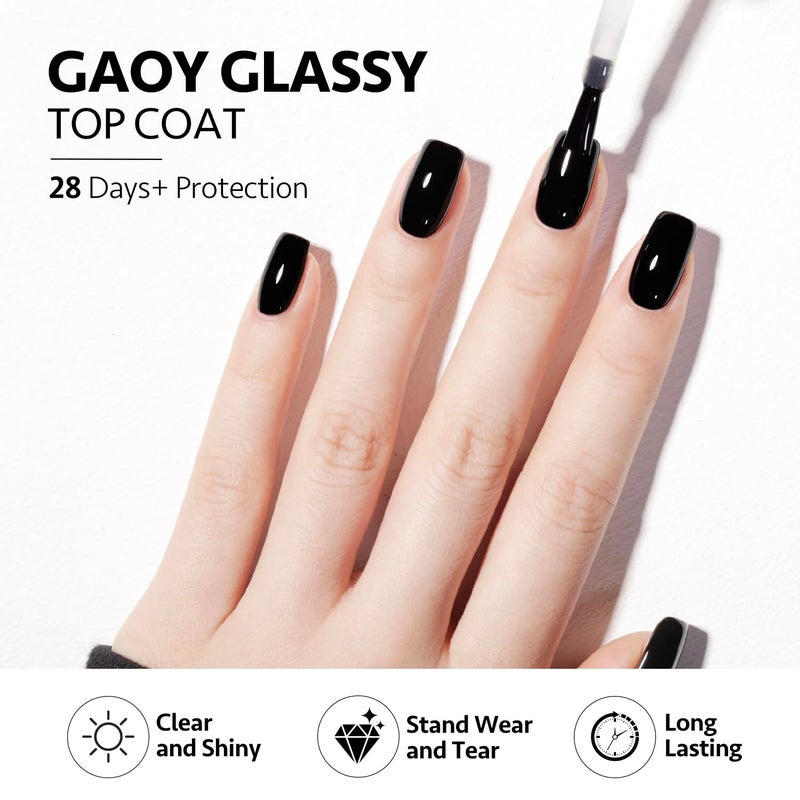 GAOY Gel Top Coat and Nail Glue Gel Set, 2 Pcs 16ml Clear Glossy No Wipe Combination for UV Light Cure - Image 3