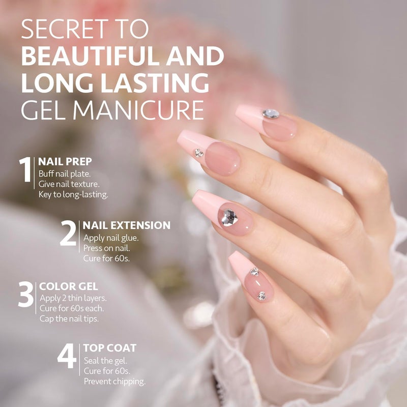 GAOY Gel Top Coat and Nail Glue Gel Set, 2 Pcs 16ml Clear Glossy No Wipe Combination for UV Light Cure - Image 5