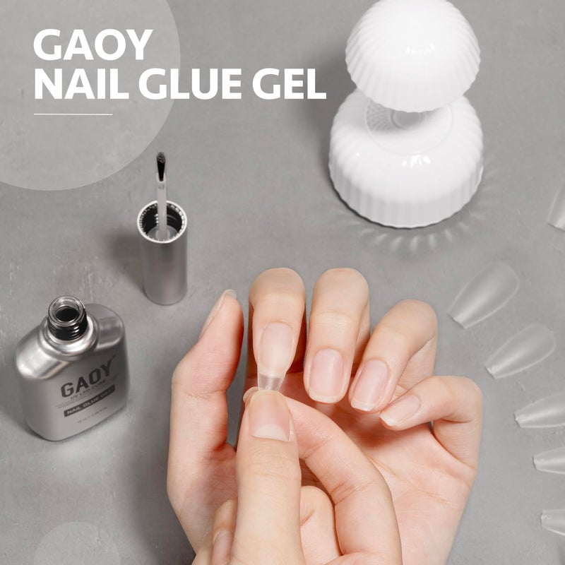 GAOY Gel Top Coat and Nail Glue Gel Set, 2 Pcs 16ml Clear Glossy No Wipe Combination for UV Light Cure - Image 4