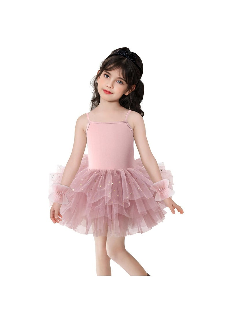 CMGTYYD Toddler Girls Ballet Dress Toddler Dance Leotard Tutu with Shiny Tulle Ballerina Costume 110CM - Image 2