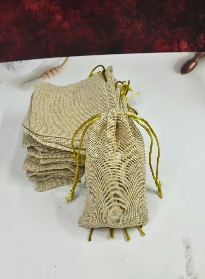 Lushure أكياس لوشور الصغيرة المصنوعة من الجوت، عبوة من 10، 25، 50، 100 قطعة - حقيبة صغيرة جدًا برباط مقاس 10x10 سم لحفلات الزفاف، وحفلات استقبال المولود، وهدايا التوزيع، والتغليف الاحتفالي - بيج طبيعي (عبوة من 10 قطع) - Image 1