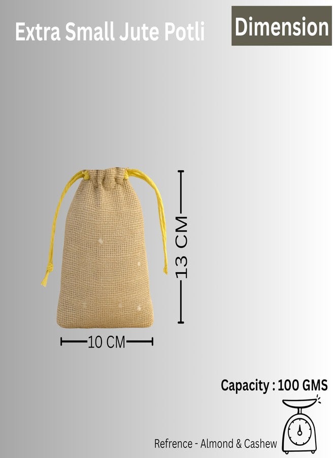Lushure أكياس لوشور الصغيرة المصنوعة من الجوت، عبوة من 10، 25، 50، 100 قطعة - حقيبة صغيرة جدًا برباط مقاس 10x10 سم لحفلات الزفاف، وحفلات استقبال المولود، وهدايا التوزيع، والتغليف الاحتفالي - بيج طبيعي (عبوة من 10 قطع) - Image 2