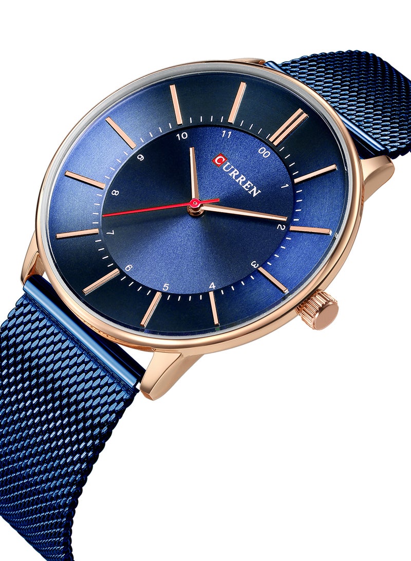 Men's Waterproof Stainless Steel Mesh BAnd Casual Quartz Watch 8303 - 41 mm - Blue - Image 3