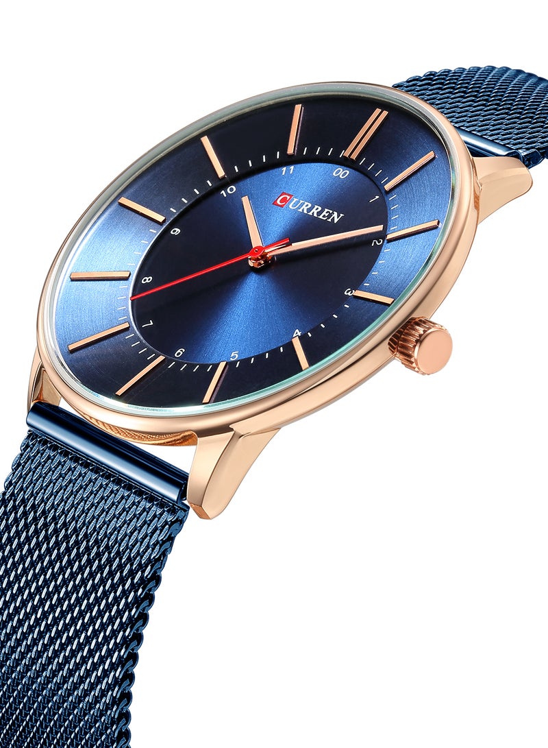 Men's Waterproof Stainless Steel Mesh BAnd Casual Quartz Watch 8303 - 41 mm - Blue - Image 2