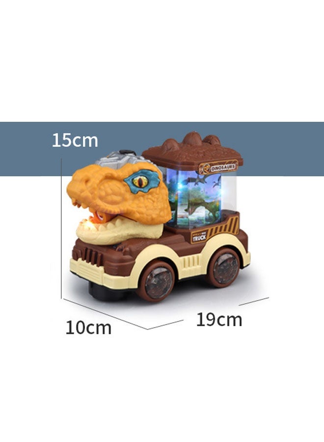Dinosaur Truck Toy, Car Toys with Music  Lights, Electric Spray Car with Rotating Light, Parent-child Interaction Toys, Fun Gift for Kids Engaging Playtime with Realistic Features, Orange - Image 2