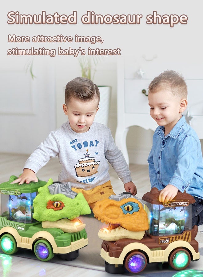 Dinosaur Truck Toy, Car Toys with Music  Lights, Electric Spray Car with Rotating Light, Parent-child Interaction Toys, Fun Gift for Kids Engaging Playtime with Realistic Features, Orange - Image 5