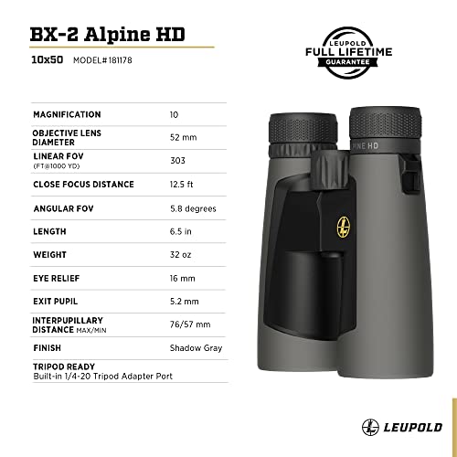 Leupold BX-2 Alpine HD Binoculars, 10x52mm (181178) - Image 5