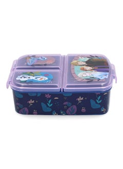 STOR 3-Compartment Frozen Theme BPA-Free Airtight Sandwich Box Blue and Purple 6.7 x 19.5 x 16.5 cm  - Image 1