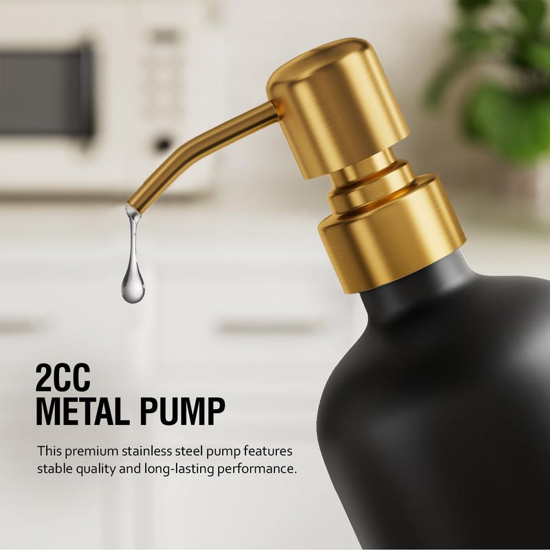 MOMEEMO Bathroom Soap Dispenser Set, Contains Hand Soap and Lotion Dispenser, Suitable for Black and Gold Bathroom Decor. (Black & Gold) - Image 4