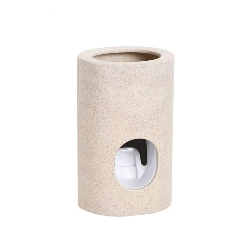 GETHOME GETHOME Self Adhesive Wall Mounted Toothbrush Holder with Automatic Wall Mounted Toothpaste Dispenser Squeezer 2 Slot for Keeping Cream Lotion Shampoo Shaving Machine with 6 Toothbrush Holder Hook  - Image 5