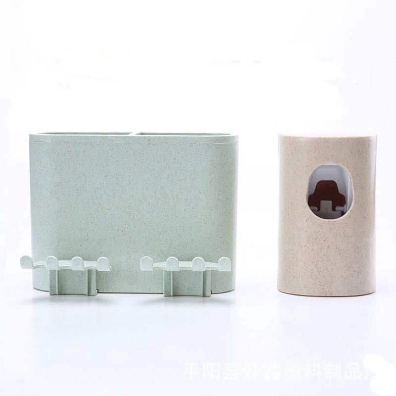 GETHOME GETHOME Self Adhesive Wall Mounted Toothbrush Holder with Automatic Wall Mounted Toothpaste Dispenser Squeezer 2 Slot for Keeping Cream Lotion Shampoo Shaving Machine with 6 Toothbrush Holder Hook  - Image 4