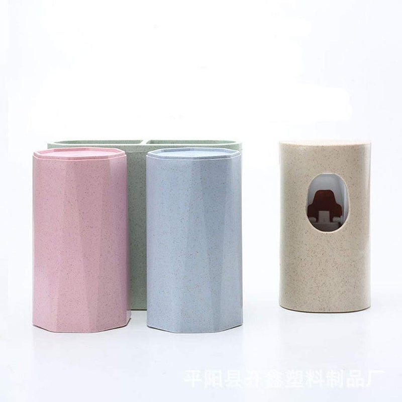 GETHOME GETHOME Self Adhesive Wall Mounted Toothbrush Holder with Automatic Wall Mounted Toothpaste Dispenser Squeezer 2 Slot for Keeping Cream Lotion Shampoo Shaving Machine with 6 Toothbrush Holder Hook  - Image 3