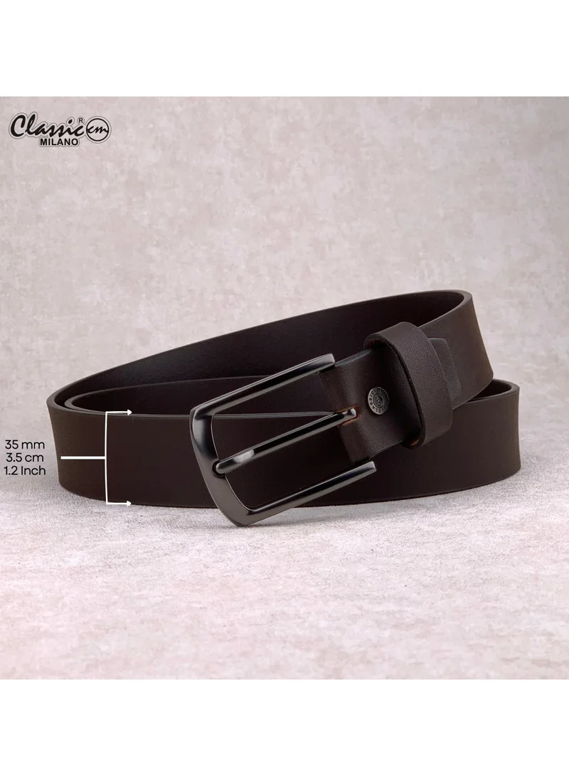 Classic Milano Brown (ZTF 35MM K) Classic Milano Genuine Leather Belt for Men – Black and Brown Formal Belt – Men Belts for Office & Business Wear – Mens Belt Leather with Gift Box for Men | Best Price UAE