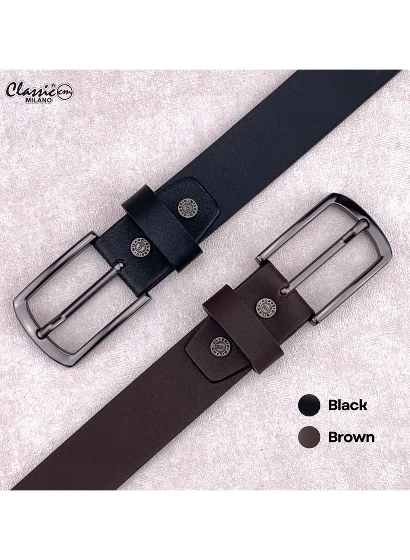 Classic Milano Brown (ZTF 35MM K) Classic Milano Genuine Leather Belt for Men – Black and Brown Formal Belt – Men Belts for Office & Business Wear – Mens Belt Leather with Gift Box for Men | Best Price UAE