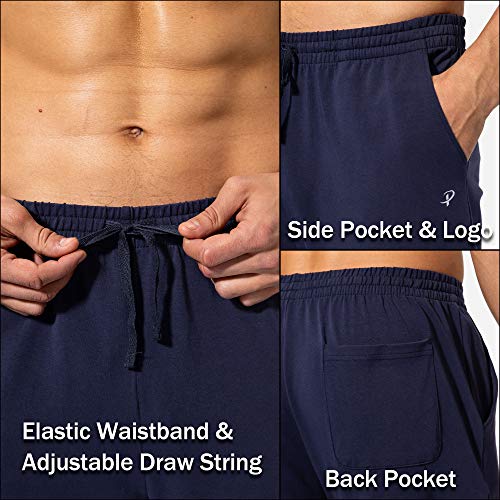 Pudolla Men's Cotton Yoga Sweatpants Athletic Lounge Pants Open Bottom Casual Jersey Pants for Men with Pockets (Navy Blue X-Large) - Image 5