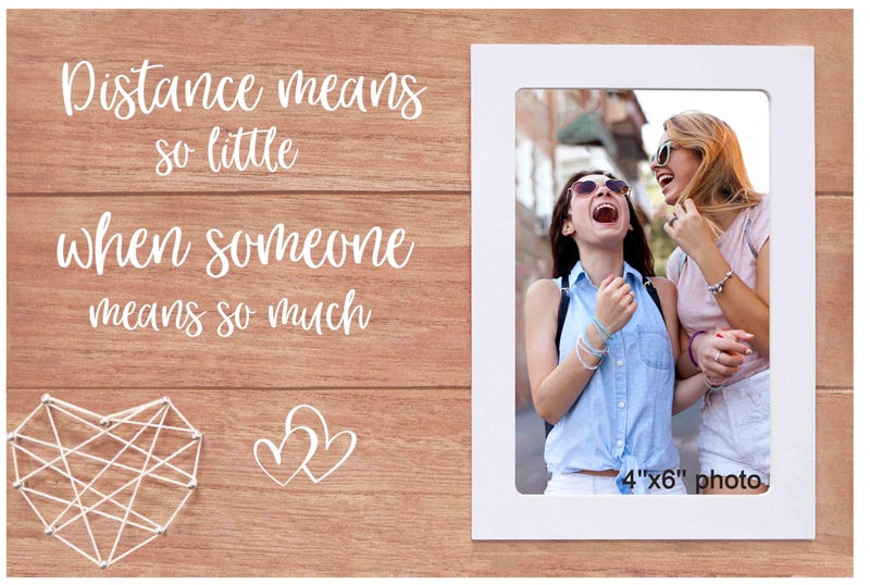 NZY Friendship Gift for Best Friend Sister Bestie BFFChrismasBirthday Gift for Soul Sister Firend BestieLong Distance Friendship PresentWooden Picture Frame Photo FrameDistance Means So Little