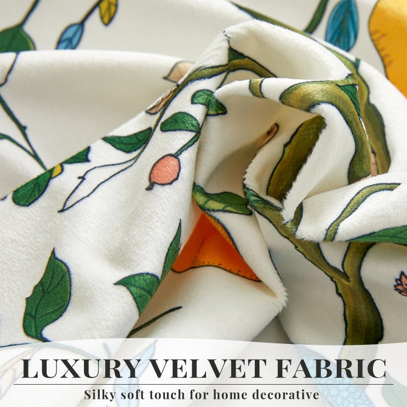 MUSSEL White Luxury Velvet Floral Curtains 84 inches for Living Room,Vintage Victorian Botanical Blackout Curtain Drapes,2 Panels Mid Century Art Deco Bird Flower Window Curtains for Bedroom - Image 5