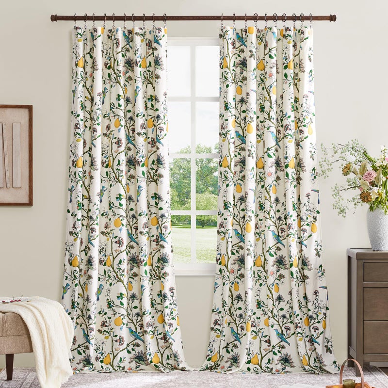MUSSEL White Luxury Velvet Floral Curtains 84 inches for Living Room,Vintage Victorian Botanical Blackout Curtain Drapes,2 Panels Mid Century Art Deco Bird Flower Window Curtains for Bedroom - Image 2