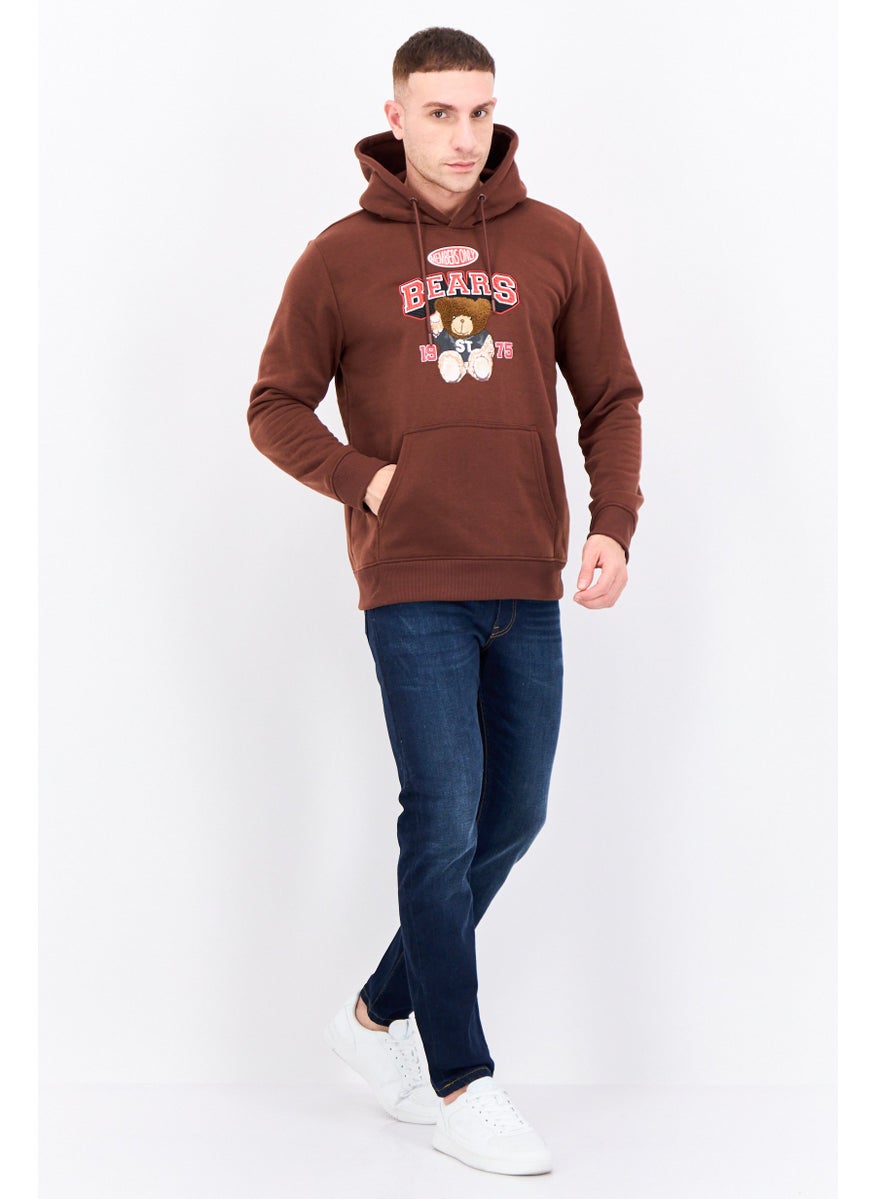 MEMBERS ONLY - Men Hooded Long Sleeves Brand Logo Sweatshirt, Brown - Image 1
