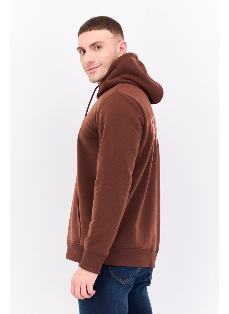 MEMBERS ONLY - Men Hooded Long Sleeves Brand Logo Sweatshirt, Brown - Image 1
