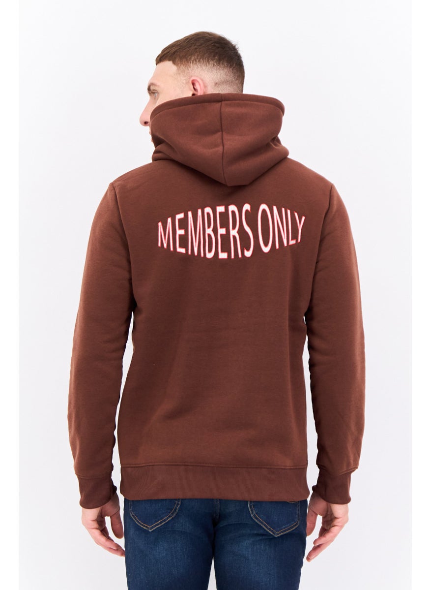MEMBERS ONLY - Men Hooded Long Sleeves Brand Logo Sweatshirt, Brown - Image 1